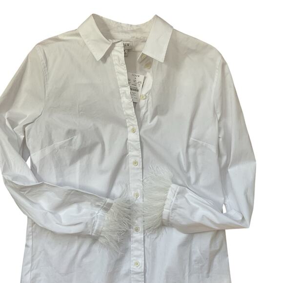 J. Crew Feather-Trimmed Button-Up Shirt in Signature Fit SZ M nwt - Picture 4 of 8